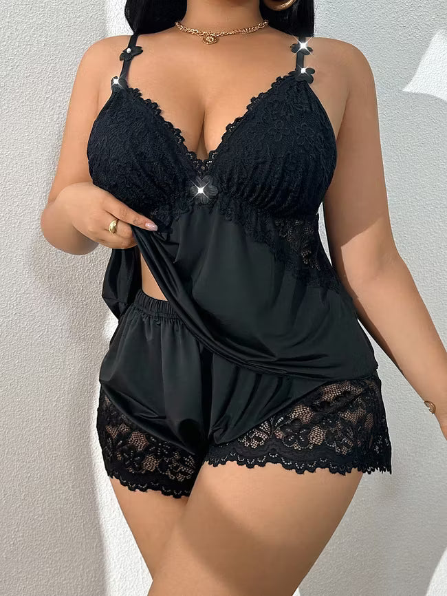 Ensemble de Pyjama en Cami avec Dentelle pour Femmes