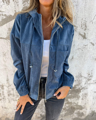 LIN MARINE | VESTE À CAPUCHE EN VELOURS CÔTELÉ POUR FEMME