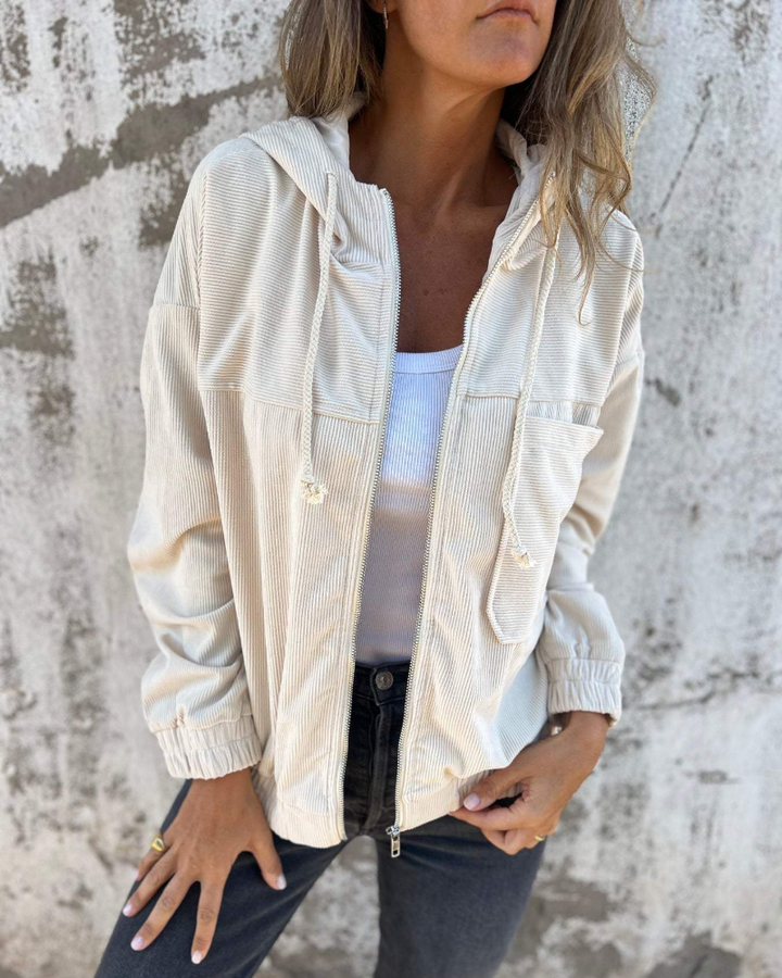 LIN MARINE | VESTE À CAPUCHE EN VELOURS CÔTELÉ POUR FEMME