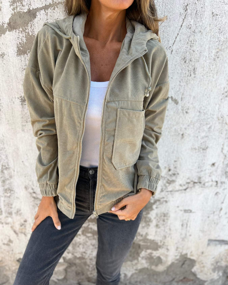 LIN MARINE | VESTE À CAPUCHE EN VELOURS CÔTELÉ POUR FEMME