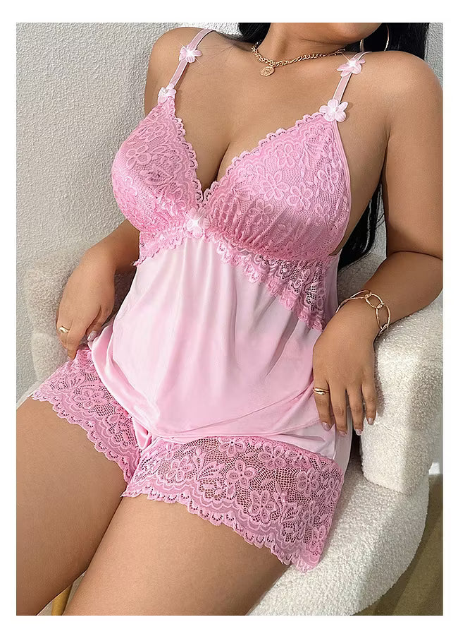 Ensemble de Pyjama en Cami avec Dentelle pour Femmes