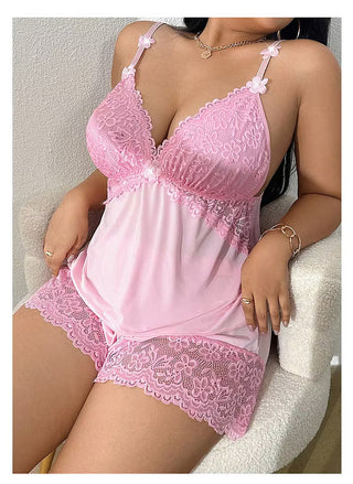 Ensemble de Pyjama en Cami avec Dentelle pour Femmes