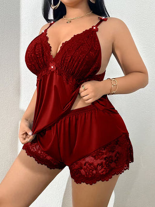 Ensemble de Pyjama en Cami avec Dentelle pour Femmes