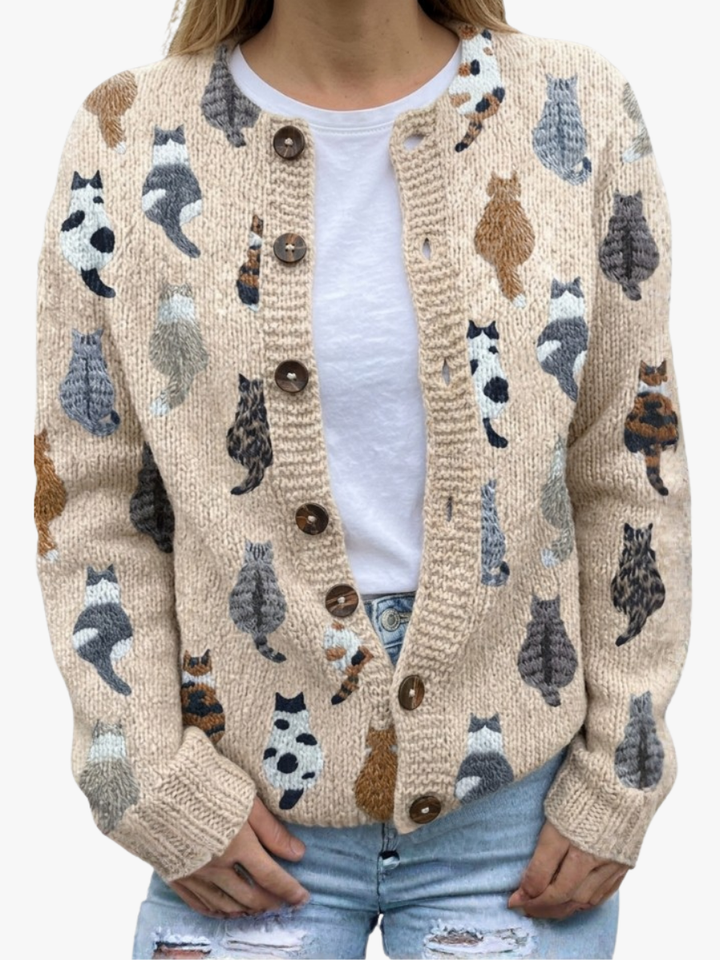 ESTELLE | CARDIGAN MOTIF CHAT POUR FEMME
