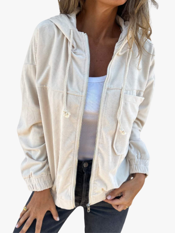 LIN MARINE | VESTE À CAPUCHE EN VELOURS CÔTELÉ POUR FEMME