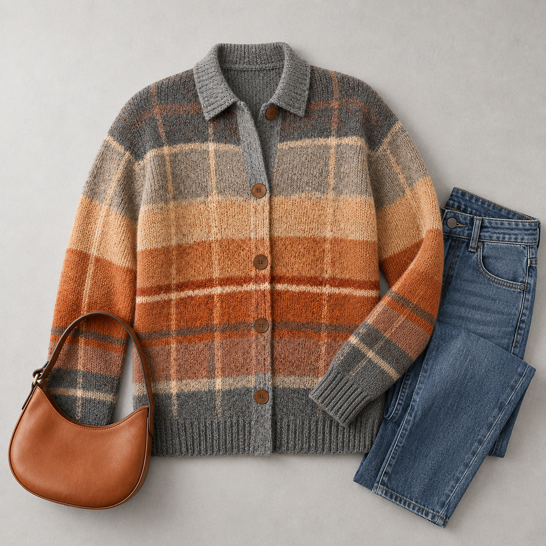LIN MARINE| GILET À CARREAUX CHIC POUR FEMMES