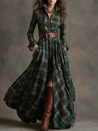Beatrice™ | Robe Maxi à Carreaux Rétro