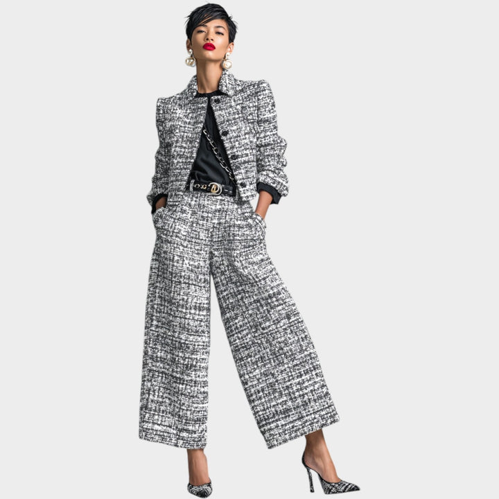 Clémence – Ensemble élégant à veste courte et pantalon large