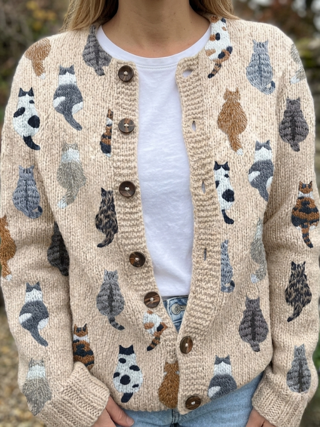 ESTELLE | CARDIGAN MOTIF CHAT POUR FEMME