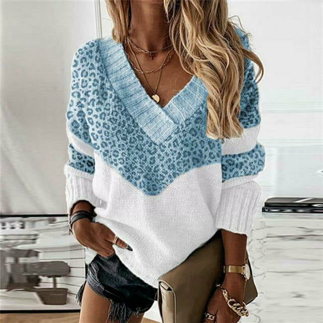 MADELEINE | PULL PATCHWORK IMPRIMÉ LÉOPARD POUR FEMMES