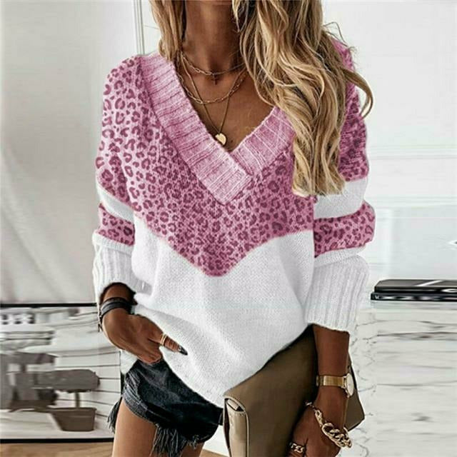 MADELEINE | PULL PATCHWORK IMPRIMÉ LÉOPARD POUR FEMMES