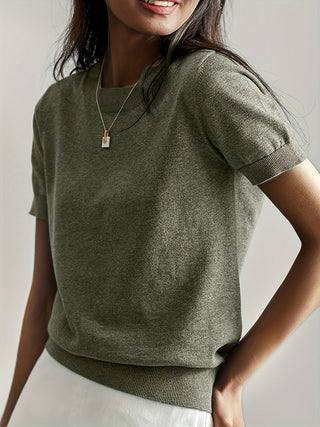 Phoebe | Haut en tricot à manches courtes pour femmes, coupe décontractée