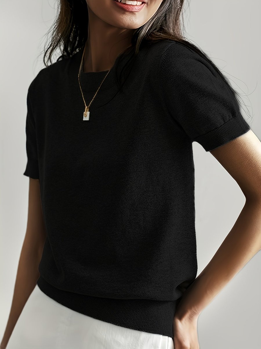 Phoebe | Haut en tricot à manches courtes pour femmes, coupe décontractée