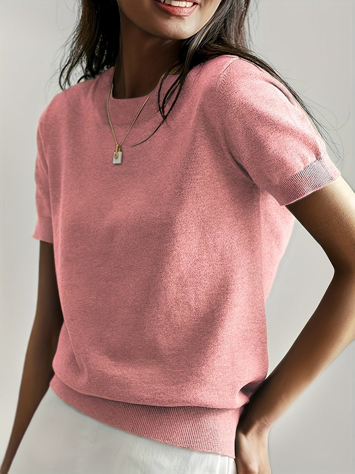 Phoebe | Haut en tricot à manches courtes pour femmes, coupe décontractée