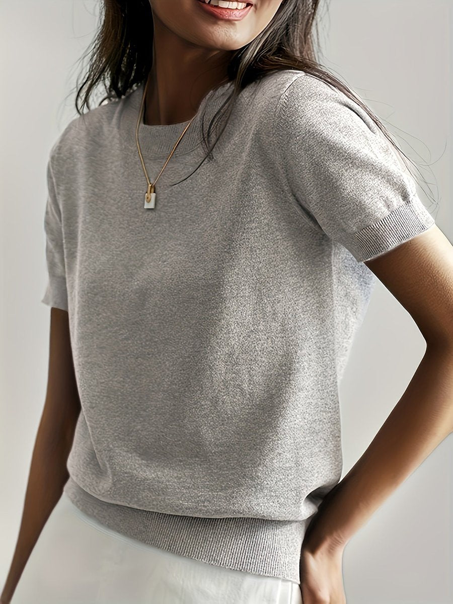 Phoebe | Haut en tricot à manches courtes pour femmes, coupe décontractée