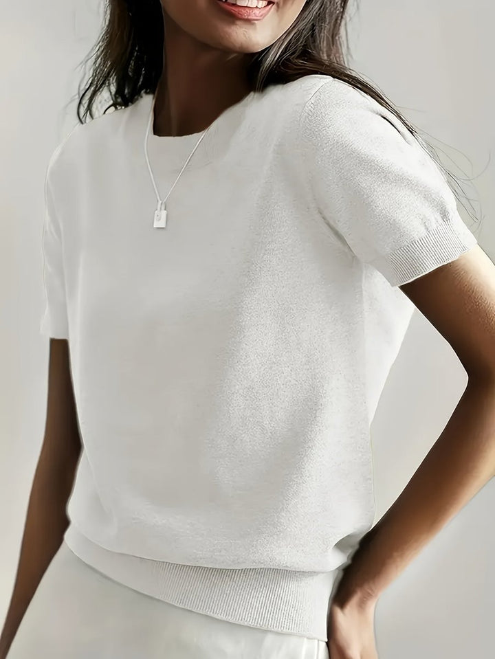 Phoebe | Haut en tricot à manches courtes pour femmes, coupe décontractée