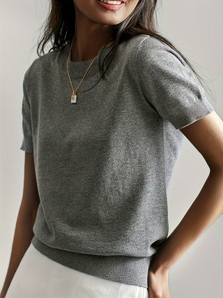Phoebe | Haut en tricot à manches courtes pour femmes, coupe décontractée