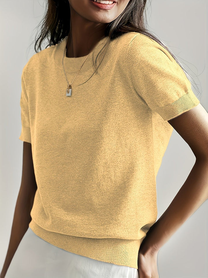 Phoebe | Haut en tricot à manches courtes pour femmes, coupe décontractée